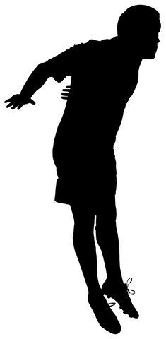 Silhouette of male football player airborne on transparent background