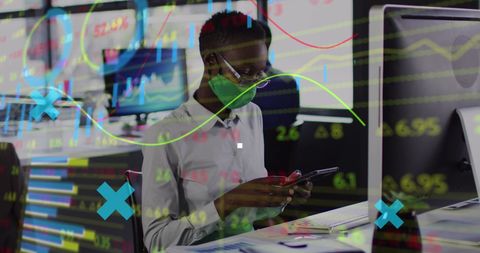 Businesswoman Analyzing Financial Data in Modern Office During Pandemic