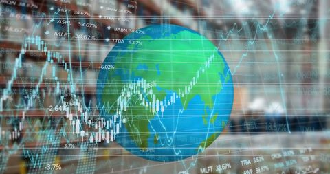 global financial and stock market overview with earth focus - Download Free Stock Images Pikwizard.com