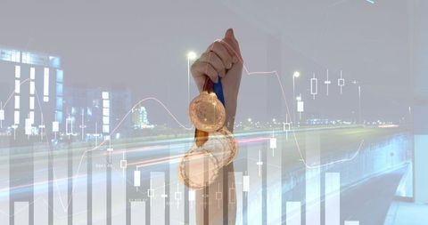Financial success and achievement concept with medals