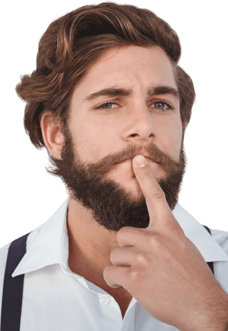 Transparent Portrait of Pensive Hipster Man with Beard Thinking - Download Free Stock Videos Pikwizard.com