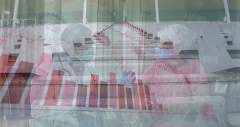 Digital Composite of Financial Data Over Two Professionals Discussing