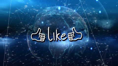 Digital Like Sign Over Globe with Network Connections