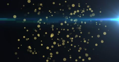 Golden Dots and Light Beams on Dark Background for Festive Celebrations