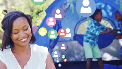 Connecting Virtually Surrounded by Playful Camping Joy