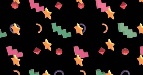 Abstract Colorful Geometric Shapes on Black Background