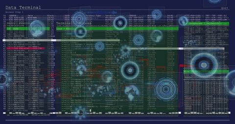 Futuristic Data Terminal Interface with Digital Overlays