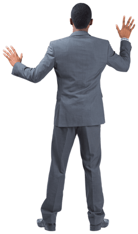 Transparent back view african american businessman standing formal