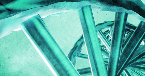 Abstract DNA Strand on Futuristic Blue Background