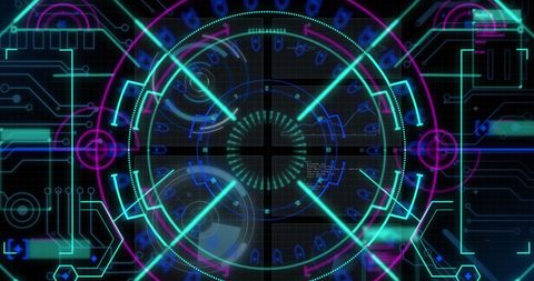 High-Tech Futuristic Interface with Circular Scanner - Download Free Stock Images Pikwizard.com