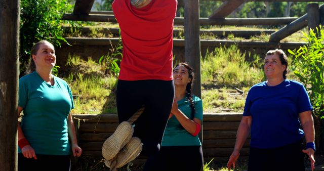 Diverse Group Training Together on Outdoor Obstacle Course - Download Free Stock Images Pikwizard.com