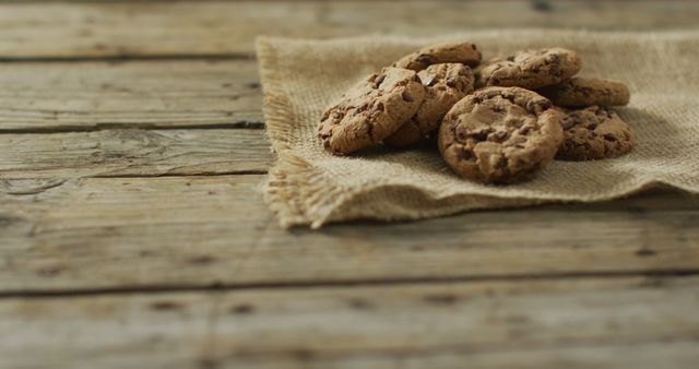 Image of biscuits with chocolate on wooden background - Download Free Stock Photos Pikwizard.com