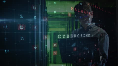 Cybersecurity Expert Analyzing Data Amid Cybercrime Threats