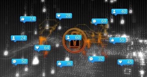 Cybersecurity and digital privacy with social interaction symbols