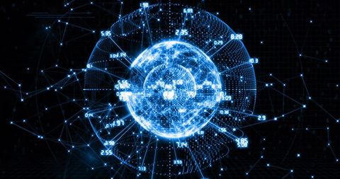 Digital Network Sphere in Futuristic Virtual Space