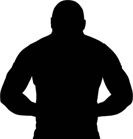 Digital silhouette of man flexing muscles on transparent png