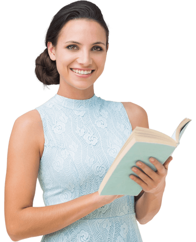 smiling woman in elegant dress reading book transparent background - Download Free Stock Videos Pikwizard.com