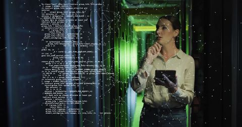 Female IT Professional Analyzing Data in Server Room - Download Free Stock Images Pikwizard.com