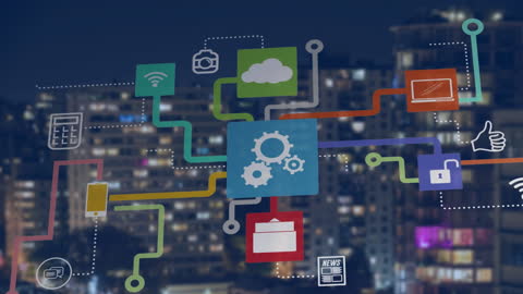 Digital Network and Data Interface Concept Art Overlay