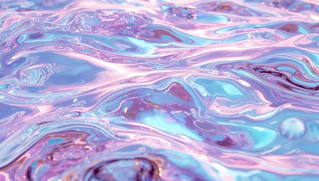 Iridescent Fluid Surface with Pastel Hues and Brilliance in Digital Art
