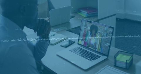 Remote consulting video call using laptop for professional collaboration