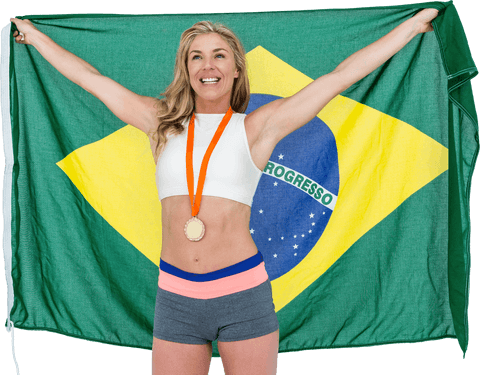 triumphant athlete with gold medal and transparent brazilian flag - Download Free Stock Videos Pikwizard.com