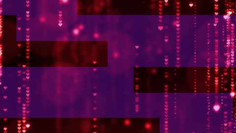 Animated Hearts with Purple Glowing Abstract Overlay