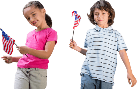 children celebrating patriotism with american flags on transparent background - Download Free Stock Videos Pikwizard.com