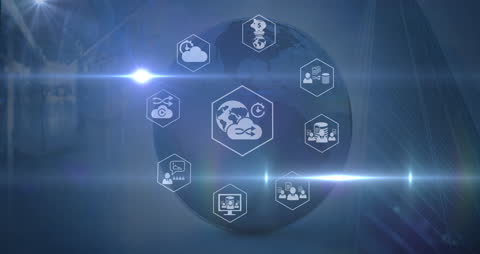 Expanding Global Business with Digital Technology Icons