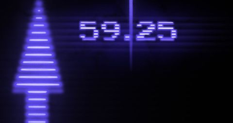 Neon Digital Arrow and Numbers Display on Black