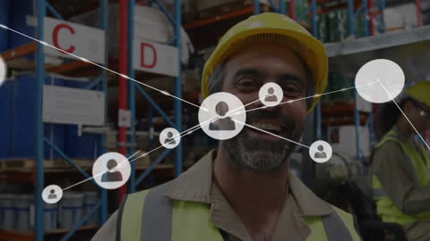 Warehouse Worker with Virtual Network Connection