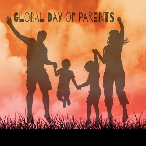 happy family silhouette against vibrant sunset for global day of parents - Download Free Stock Templates Pikwizard.com