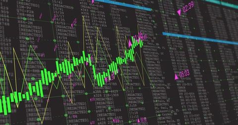 Neon Green Candlestick Chart Showing Bullish Uptrend on Dark Market Analytics Dashboard