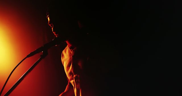 Silhouette of Man Singing on Stage with Dramatic Lighting - Download Free Stock Images Pikwizard.com