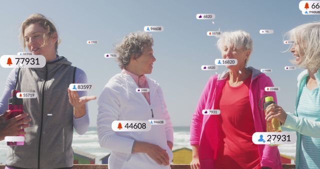 Active Senior Women Enjoying Technology on Beach - Download Free Stock Images Pikwizard.com