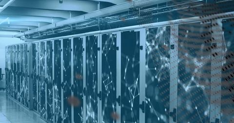 server room with digital data visualization technology overlay - Download Free Stock Images Pikwizard.com