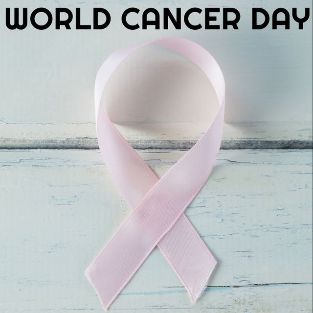 This pink ribbon is widely recognized as a symbol of support for cancer awareness. It marks the occasion of World Cancer Day and aims to show solidarity with fighters and survivors. This could be used for health campaigns, social media posts, charity events, healthcare promotions, and awareness drives.