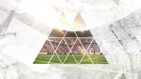 Dynamic White Geometric Animation Over Sports Stadium