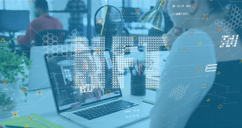 NFT Concept over Business Setting with Video Call