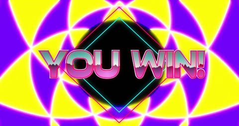 Vibrant Neon 'You Win' Text on Black Background