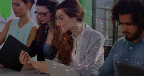 Diverse Coworkers Connected by Digital Globe Animation