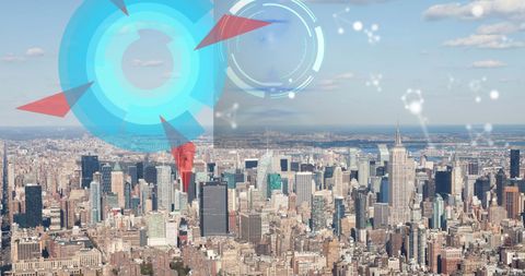Innovative Technology Theme in Aerial Cityscape Fusion - Download Free Stock Images Pikwizard.com