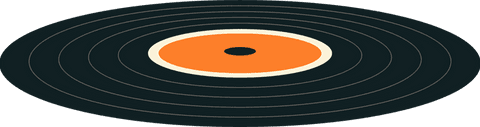 Floating transparent vinyl record with orange label