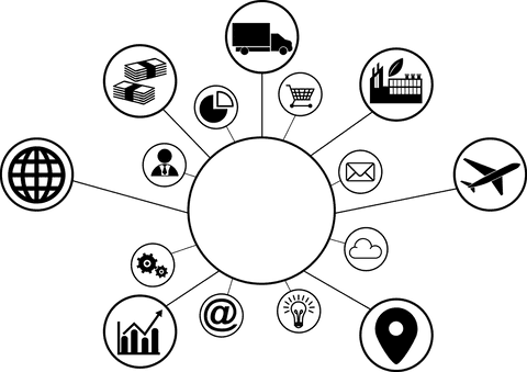 transparent hub network with business icons on white shadow outline - Download Free Stock Videos Pikwizard.com