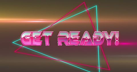 Retro Futuristic Banner with Get Ready Text