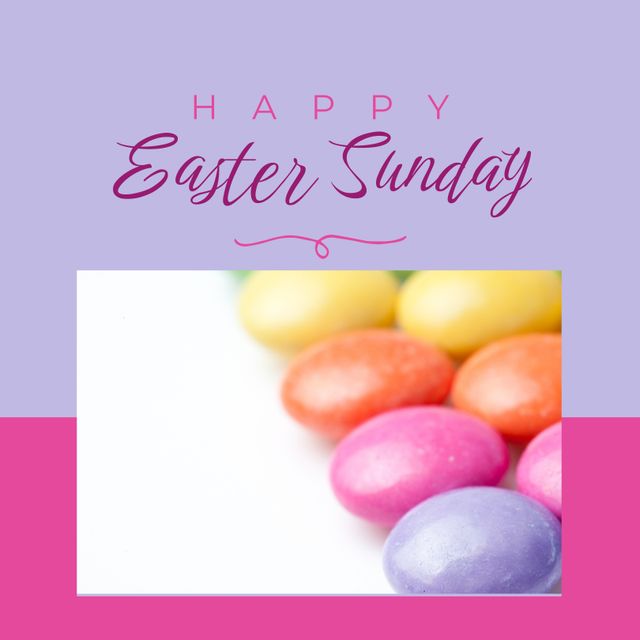 Happy Easter Sunday Text Over Colorful Chocolate Easter Eggs - Download Free Stock Templates Pikwizard.com