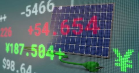 Solar Panels Reflecting Stock Market Financial Indices