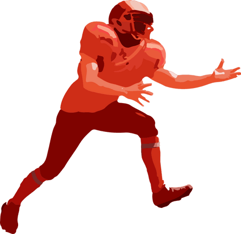 Football player in action running transparent background