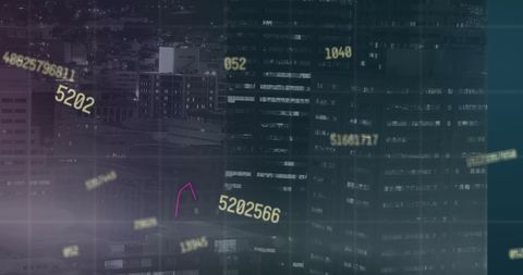 Futuristic Data Flow with Digital Numbers Over Cityscape - Download Free Stock Images Pikwizard.com