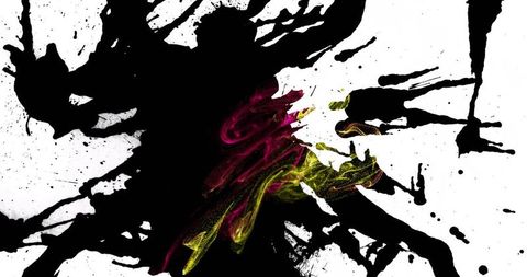 Dynamic runner silhouette with vibrant paint splatter